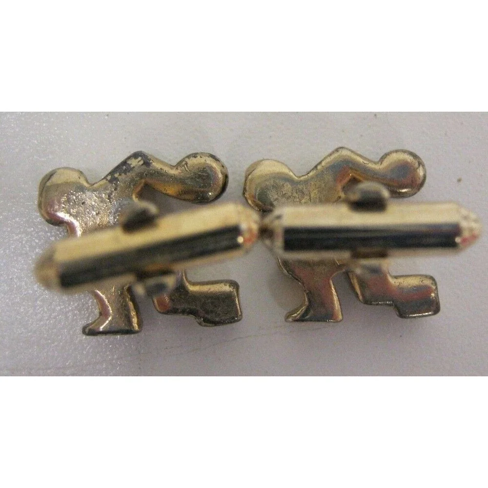 Vintage MOD 1960s Bowling Bowler Men's Cuff Links & Tie Clasp Clip Set Rare